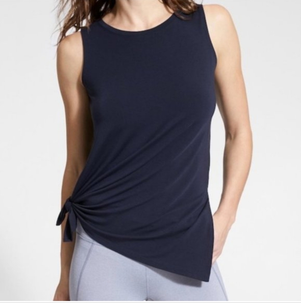 Athleta Navy Side Split Athletic Tank Top sz xxs